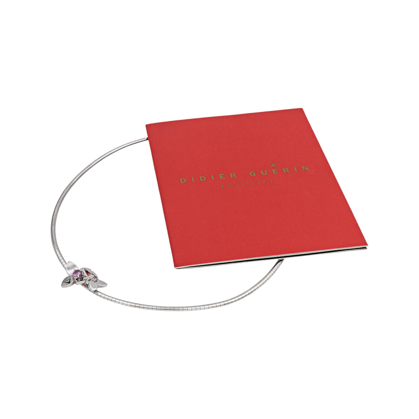 Collier Or blanc Saphir rose