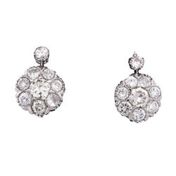 Boucles d'oreilles Dormeuses en platine et diamants