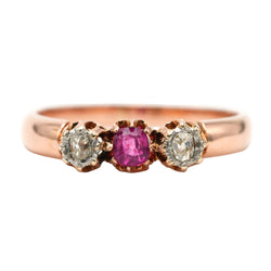 Bague Trilogie en or jaune, saphir et diamants