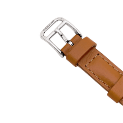 Montre Hermès, "Nantucket Dual Time", acier, cuir, diamants.