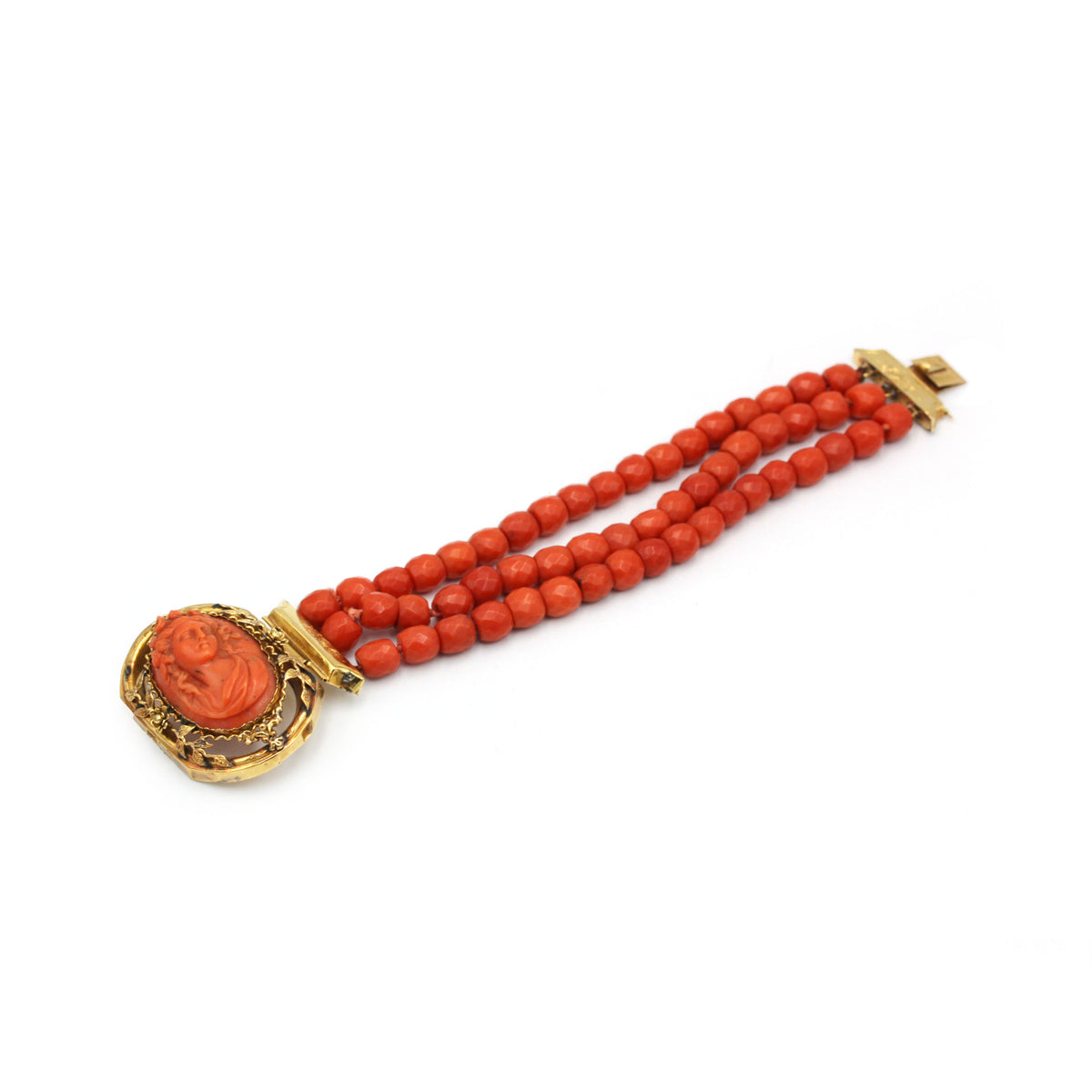 Bracelet - Or jaune, Camée & Corail rouge