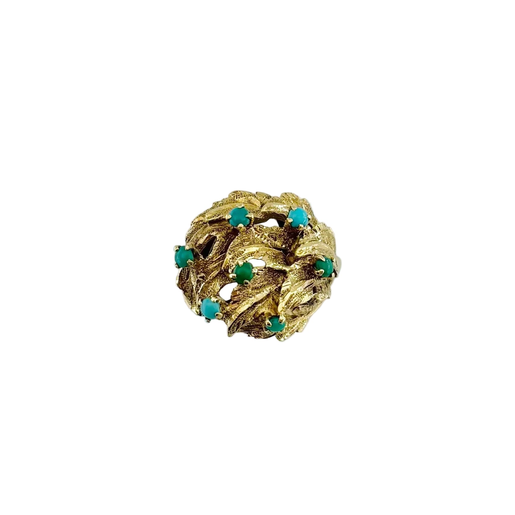 Bague Dôme en or jaune et turquoise