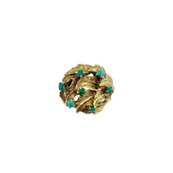 Bague Dôme en or jaune et turquoise