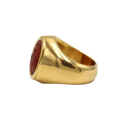 Bague Chevalière en or jaune et cornaline