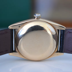 Montre ROLEX "Oyster Perpetual Bubbleback Ovetto" en or jaune et cuir