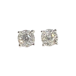 Boucles d'oreilles Puces en or blanc et diamants