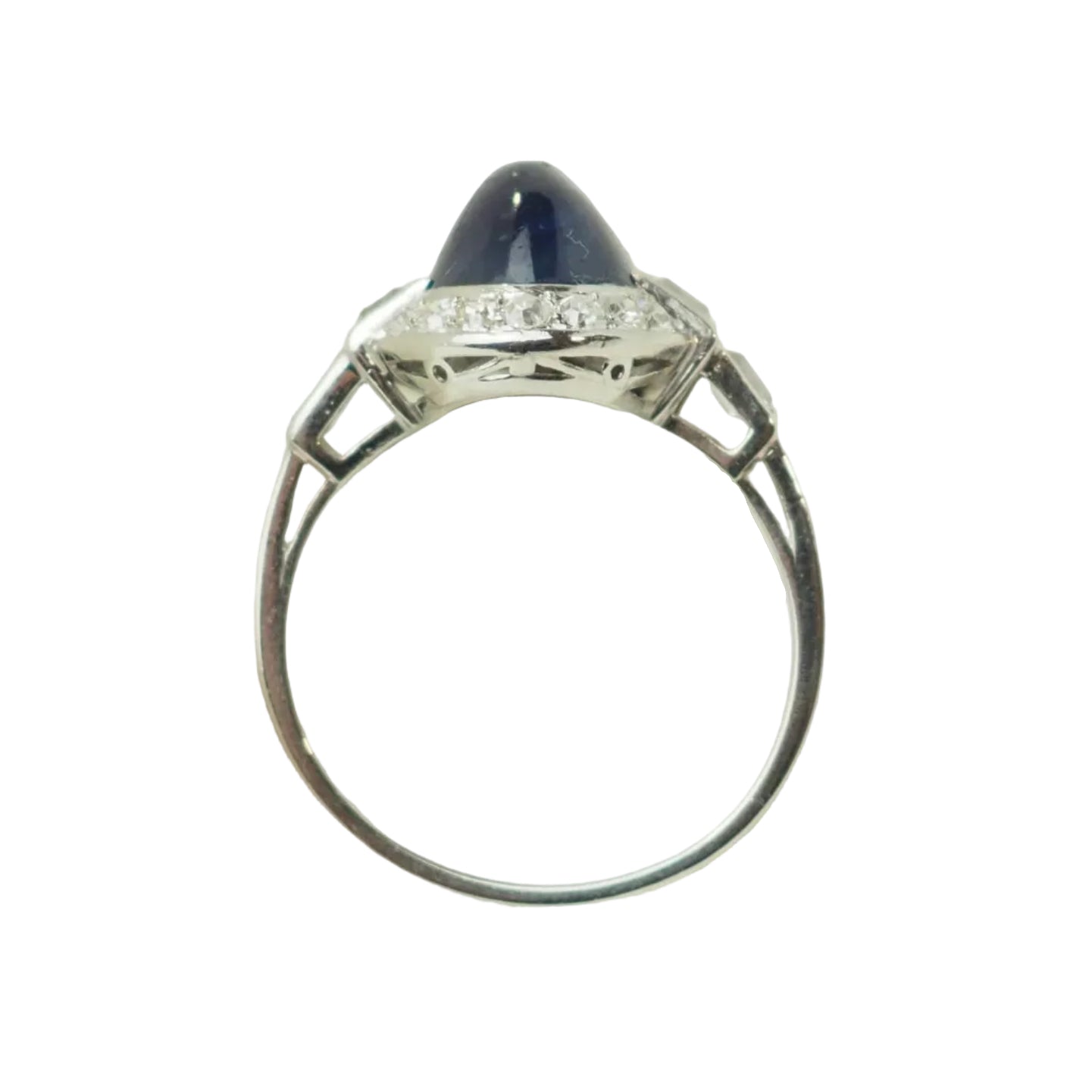 Bague Entourage en platine, saphir, et diamants