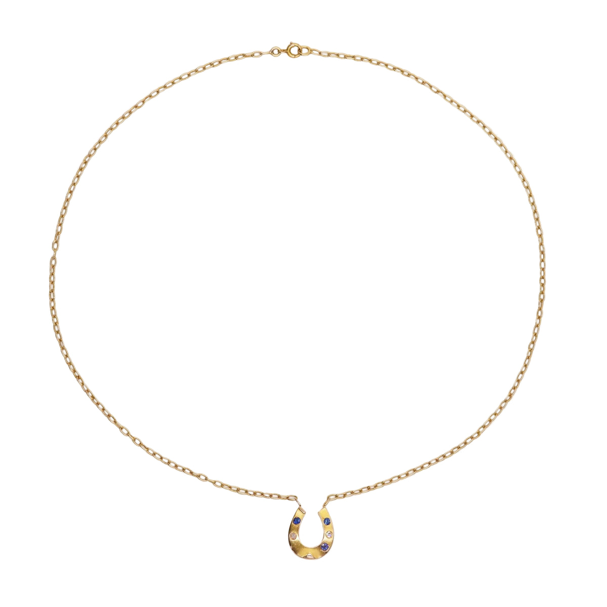 Collier Pendentif en or jaune, saphirs et diamants
