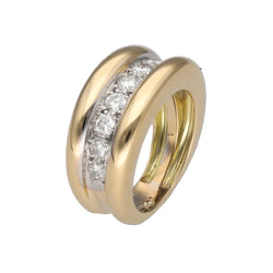 Bague Jonc en or blanc, or jaune et diamants
