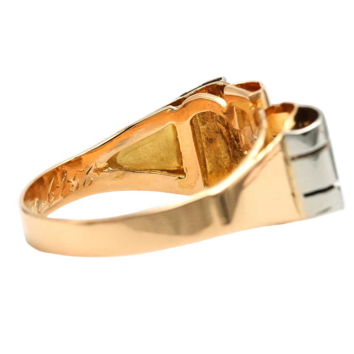 Bague Tank en or blanc, or jaune et diamants