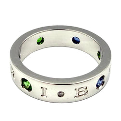 Bague BULGARI "Roman Sorbet" en or blanc, grenats, saphirs et diamant
