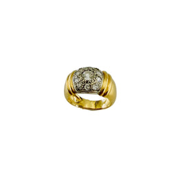 Bague Jonc en or blanc, or jaune et diamants