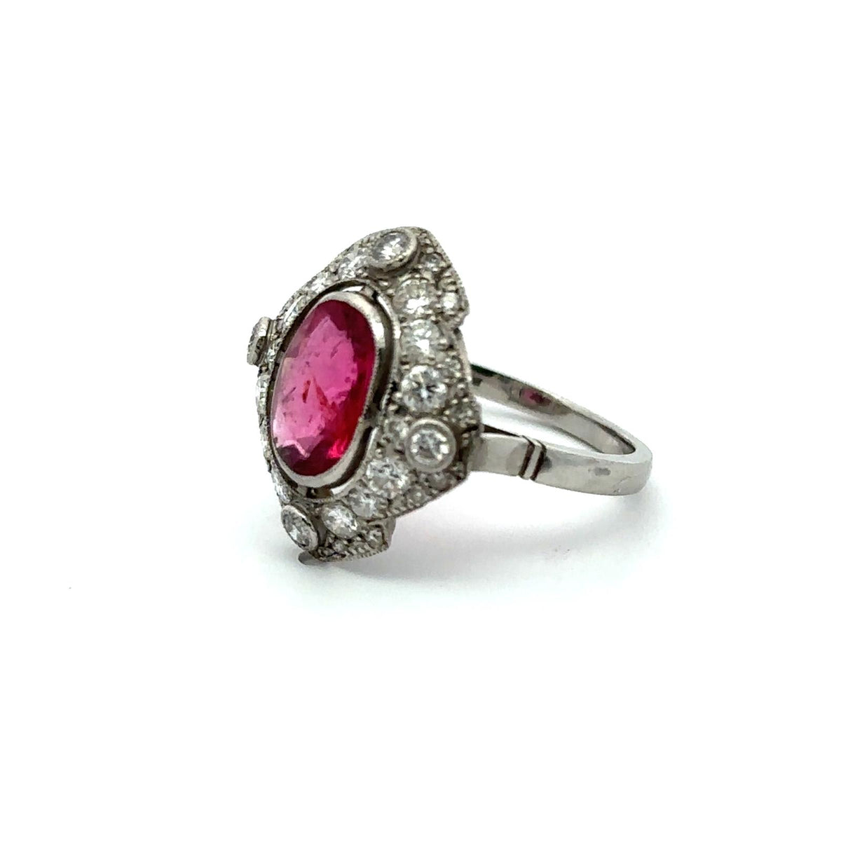 Bague Entourage en platine, rubellite et diamants
