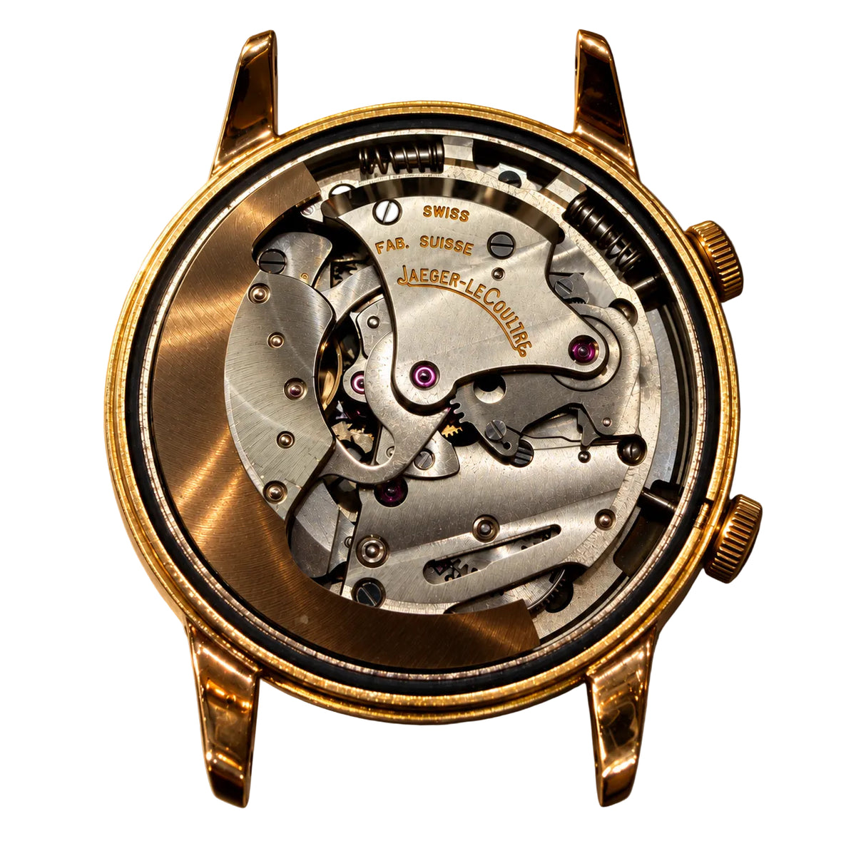 Montre JAEGER-LECOULTRE "Memovox" en or rose et cuir