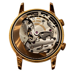 Montre JAEGER-LECOULTRE "Memovox" en or rose et cuir