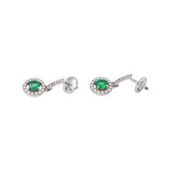 Boucles d'oreilles Pendantes Or blanc Emeraude