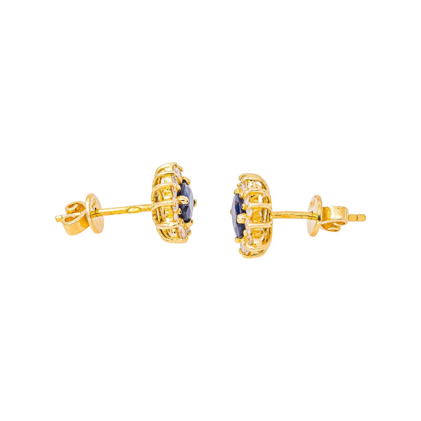 Boucles d'oreilles Puces Or jaune Saphir