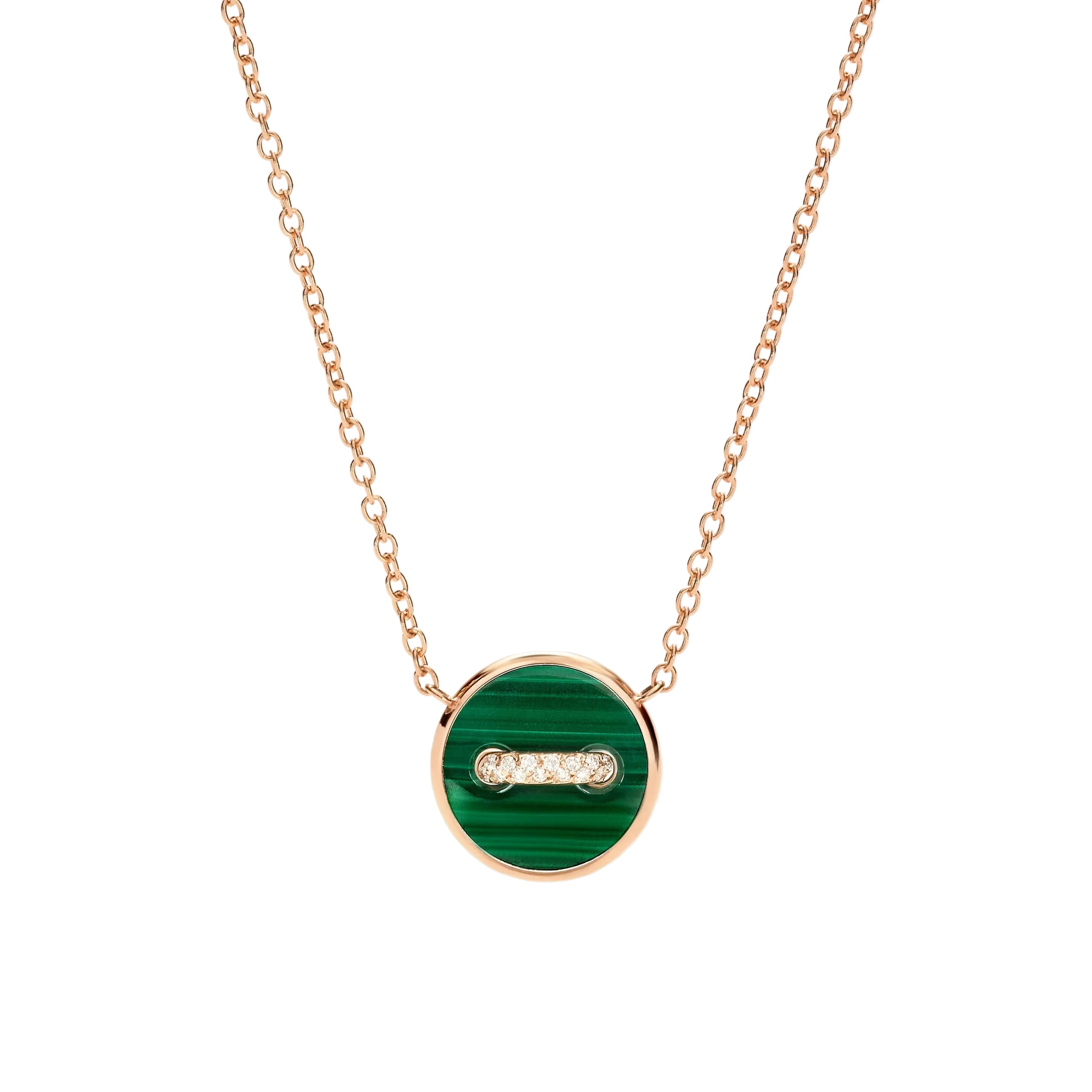 Collier Pendentif POMELLATO Pom Pom Dot en or rose, malachite, nacre et diamants
