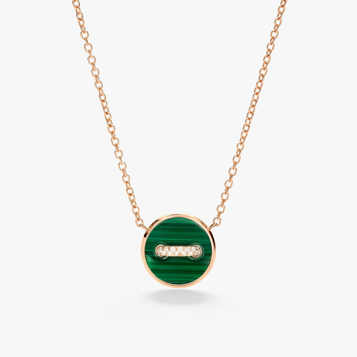 Collier Pendentif POMELLATO Pom Pom Dot en or rose, malachite, nacre et diamants