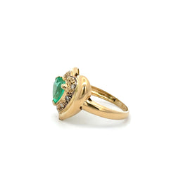 Bague Entourage en or jaune, émeraude et diamants