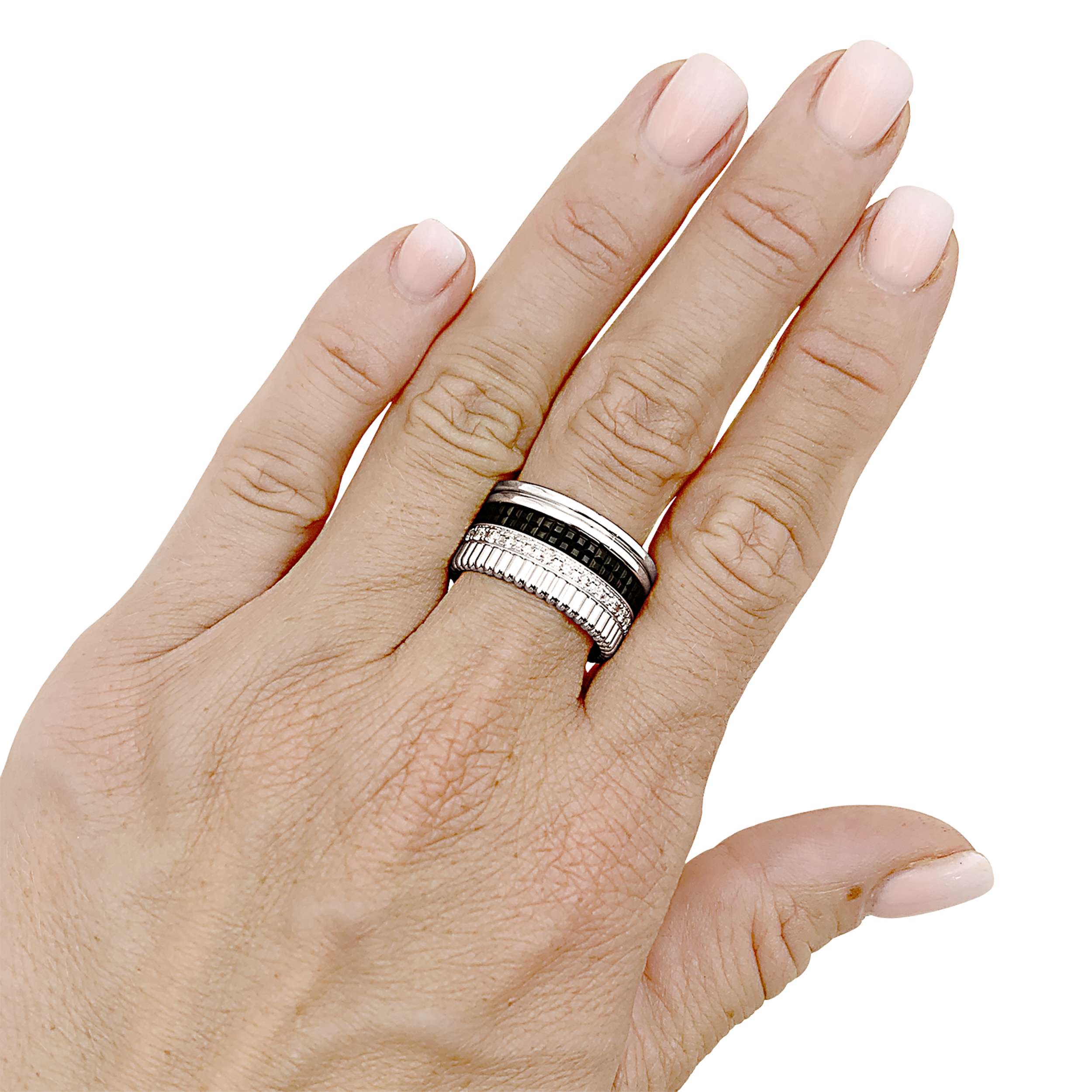 Bague Boucheron, "Quatre Black Edition Large", or blanc, PVD et diamants.