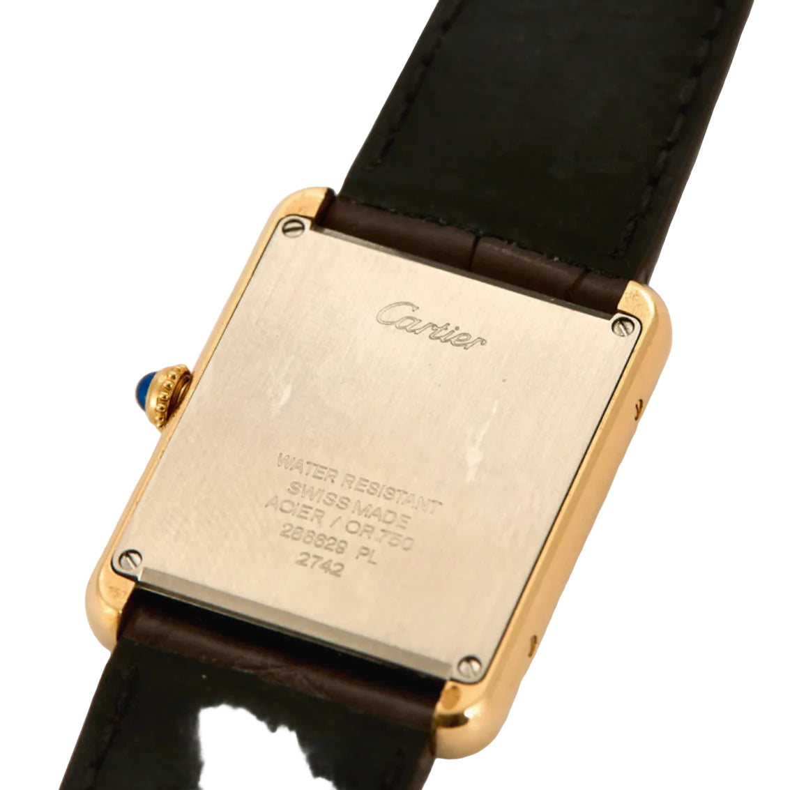Montre CARTIER Tank Solo en or jaune, cuir et quartz