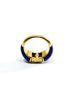 Bague Jonc en or jaune, lapis-lazuli et diamants