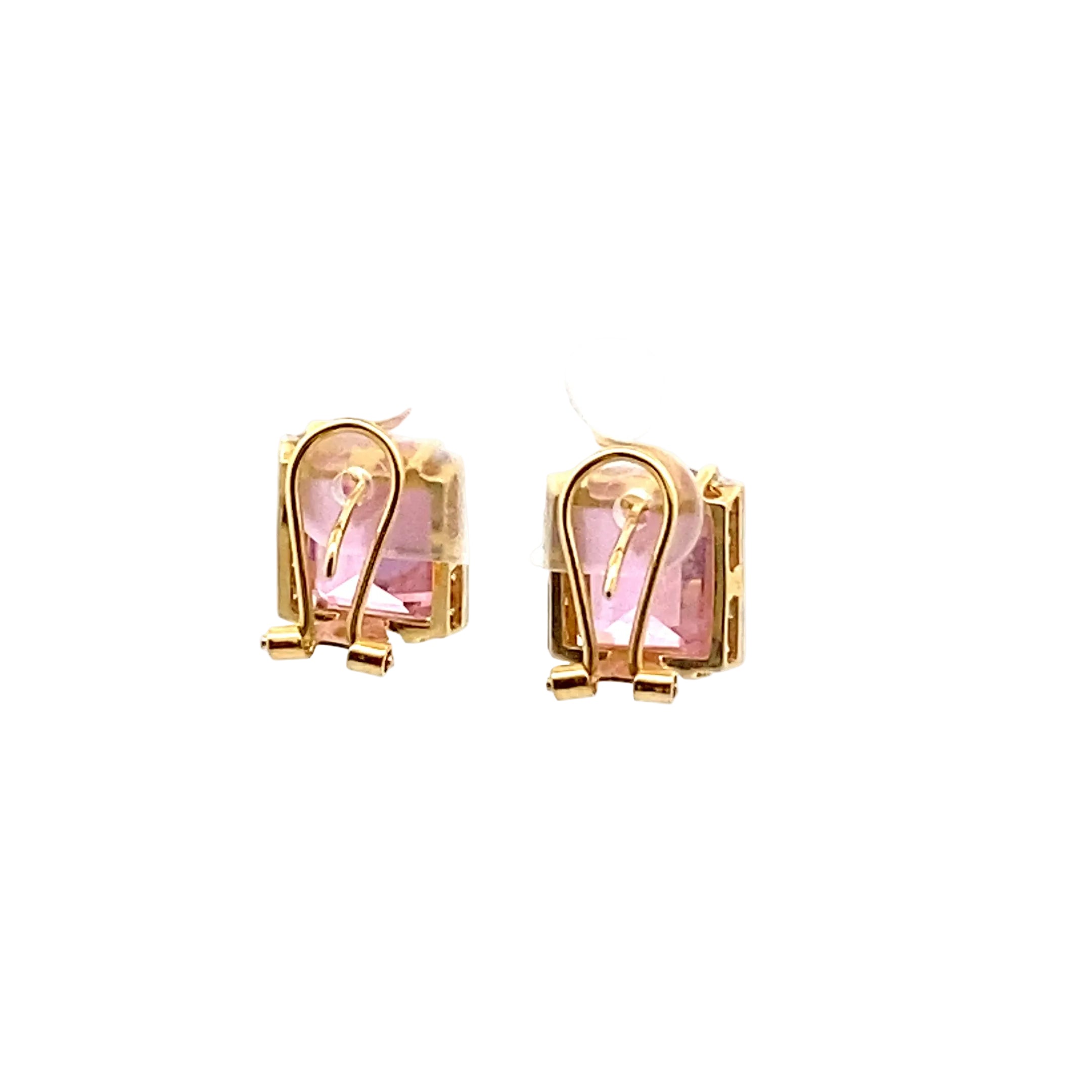 Boucles d'oreilles Clips en or jaune, pierre rose et diamants