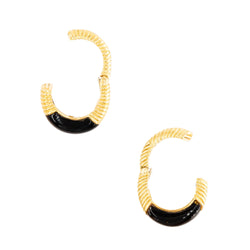 Boucles d'oreilles Créoles CHAUMET en or jaune et oeil de tigre