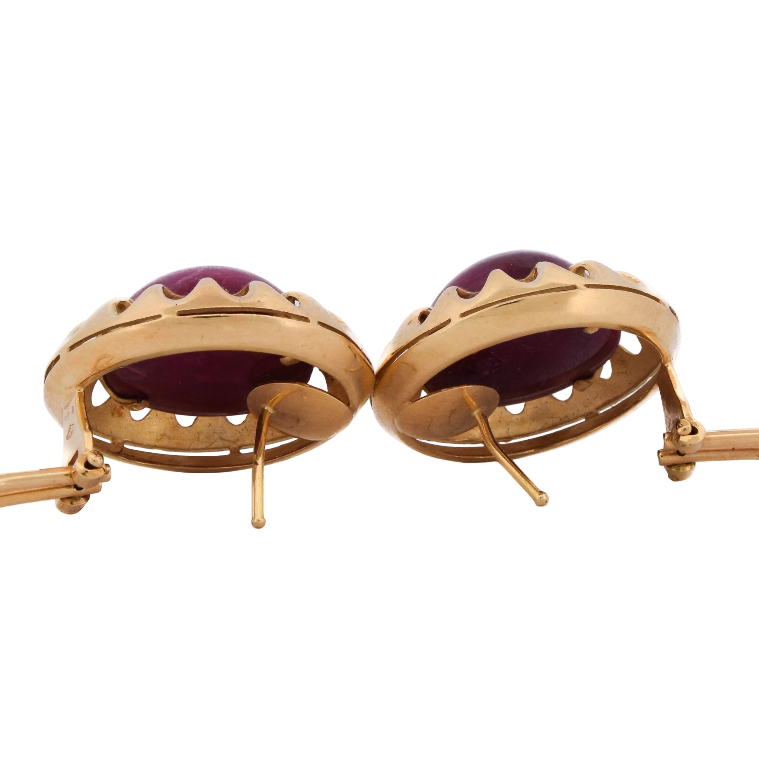 Boucles d'oreilles Clips en or jaune et rubis