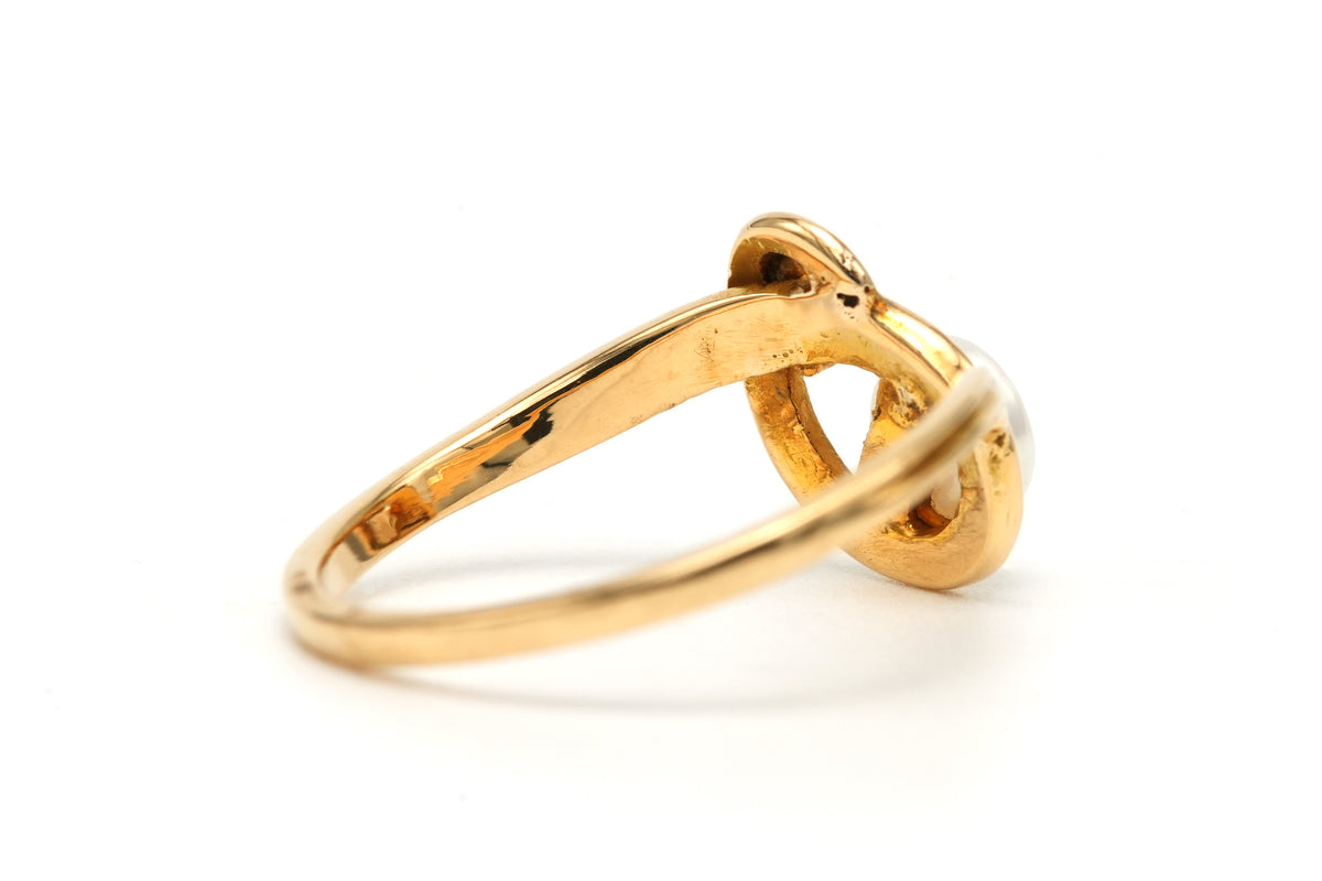 Bague Toi & Moi en or jaune, perle et diamant