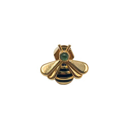 Broche Pin CARTIER "Abeille" en or jaune, émail et émeraude