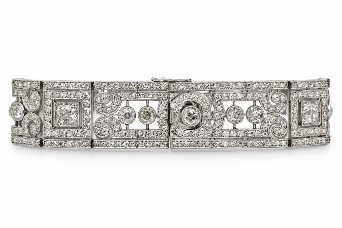 Bracelet Manchette en platine et diamants