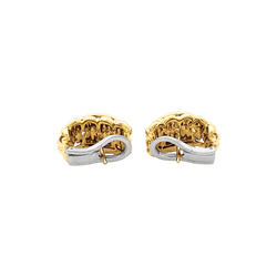 Boucles d'oreilles "Mailles" vintage deux tons d'ors et diamants.