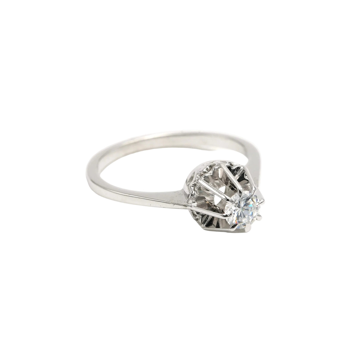 Bague Solitaire en or blanc et zirconium