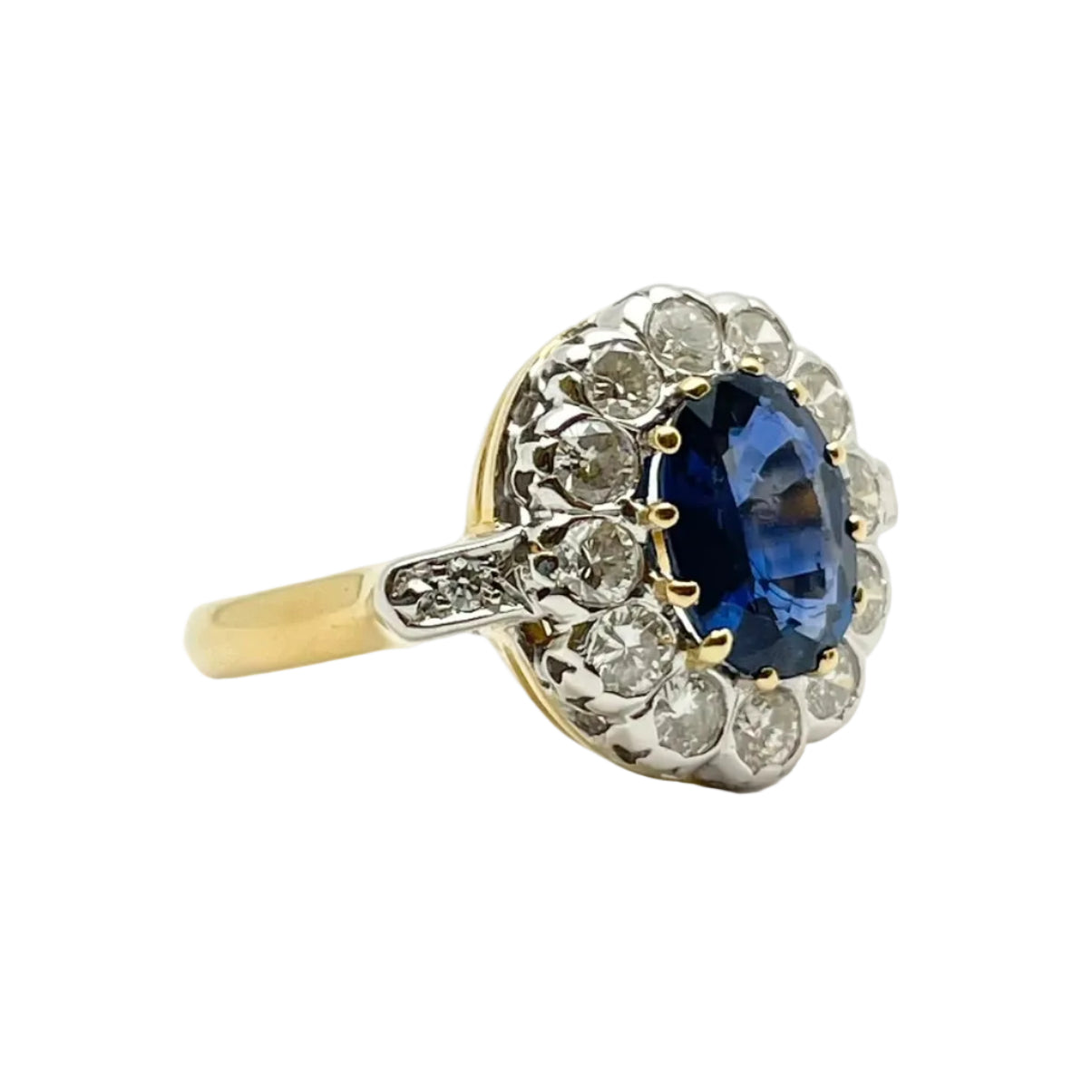Bague Marguerite en or blanc, or jaune, saphir et diamants