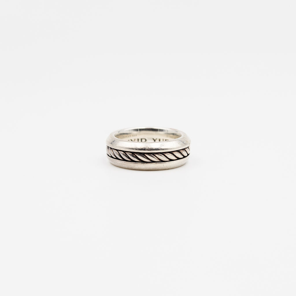 Bague Jonc DAVID YURMAN "Incrustation Câble" en argent