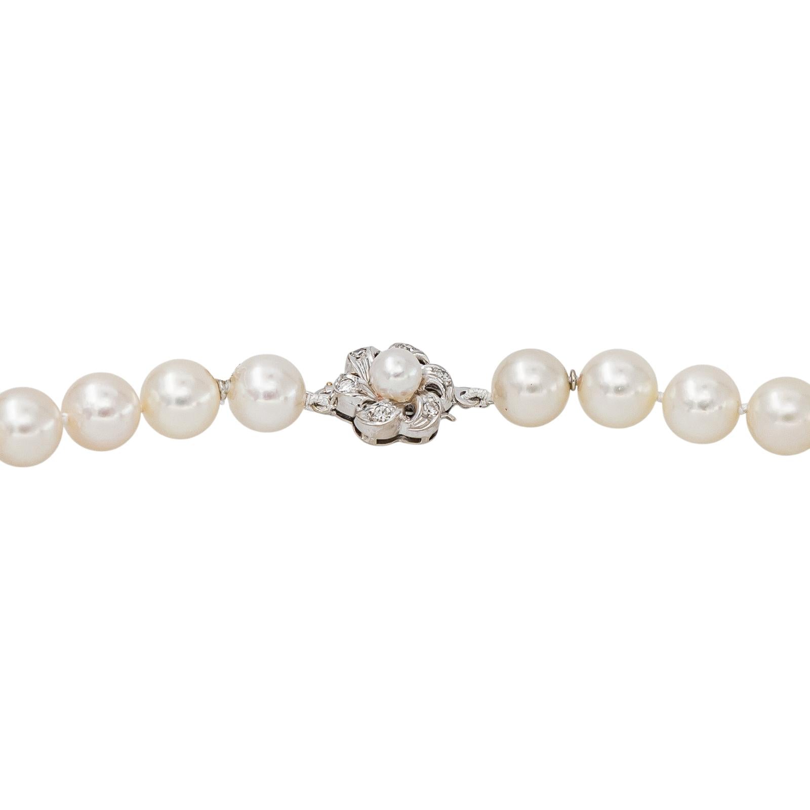 Collier  Or blanc  Perle