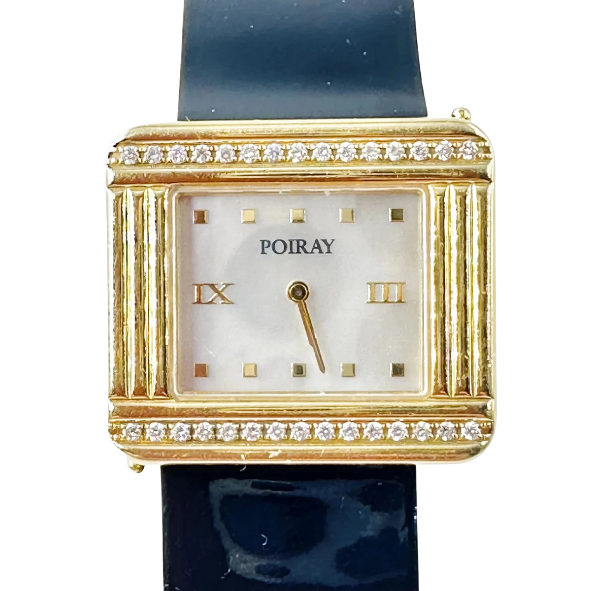 Montre POIRAY "Ma Première 16/9" en or jaune, nacre, diamants et cuir