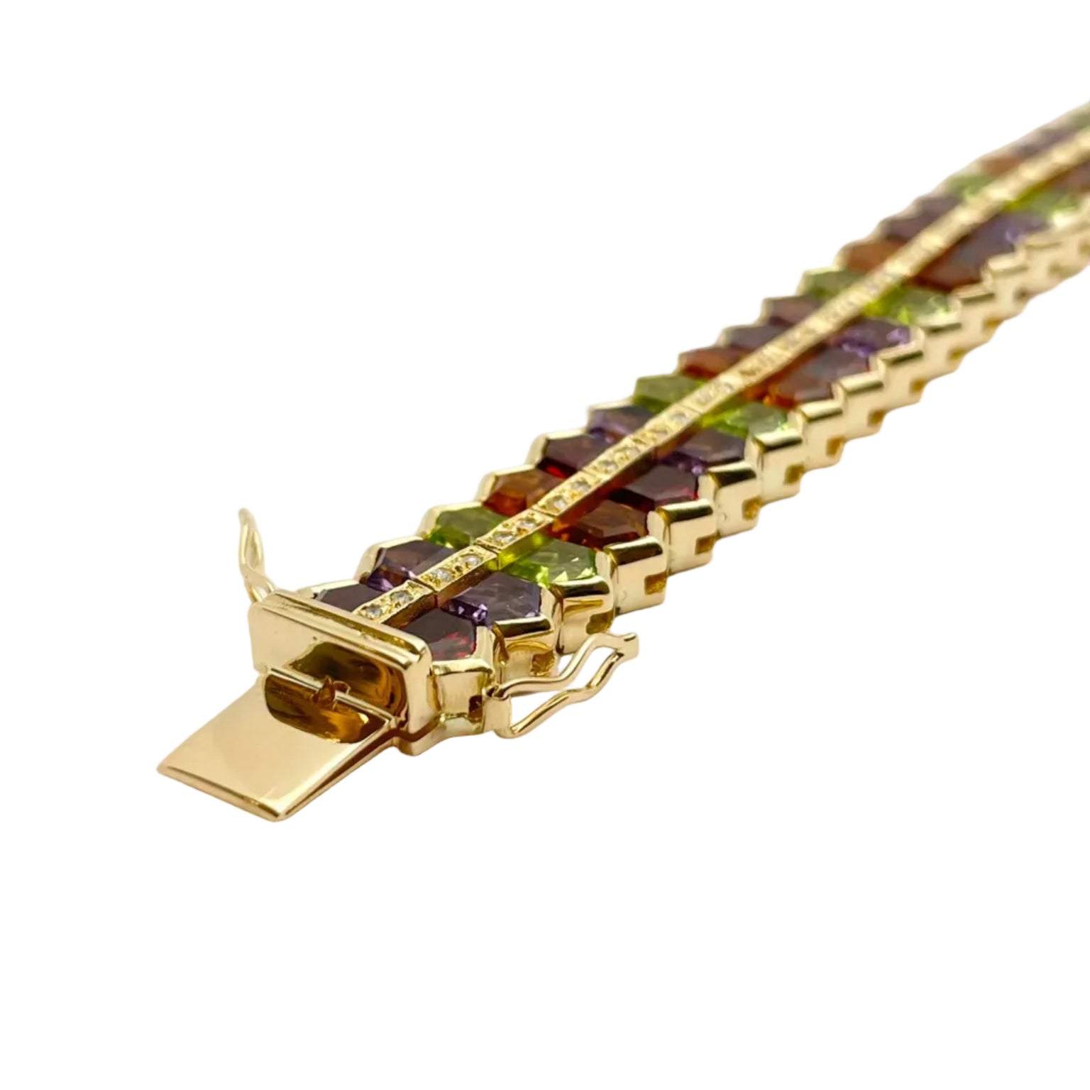 Bracelet GOUBLE' PARIS en or jaune, quartz, améthystes, tourmalines et diamants