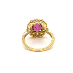 1800 Ruby Diamond Gold Cluster Ring - Castafiore
