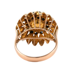 Bague Dôme en or jaune, perle et saphirs