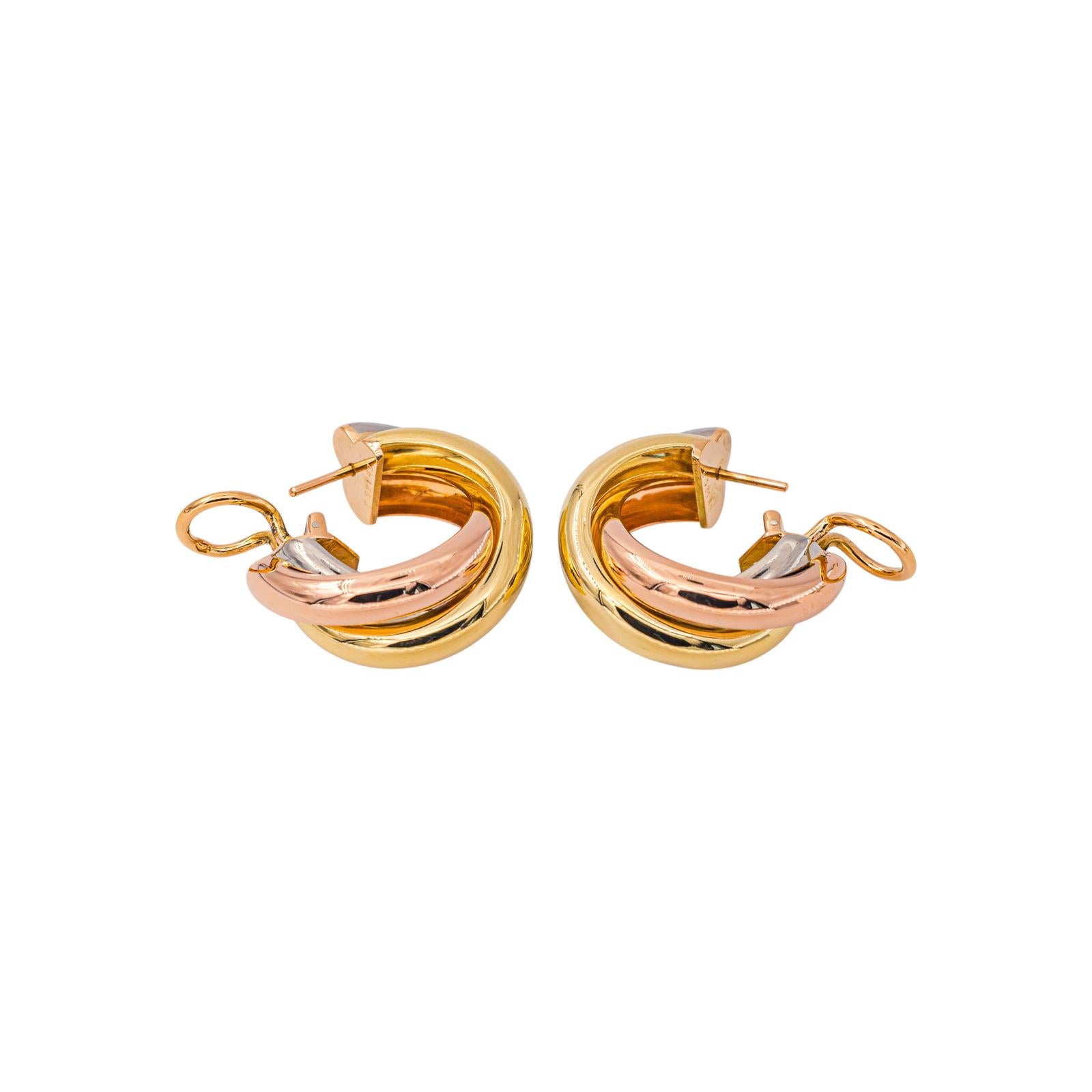 Cartier Boucles d'oreilles Créoles Trinity  Or jaune
