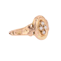 Bague en or rose et perles