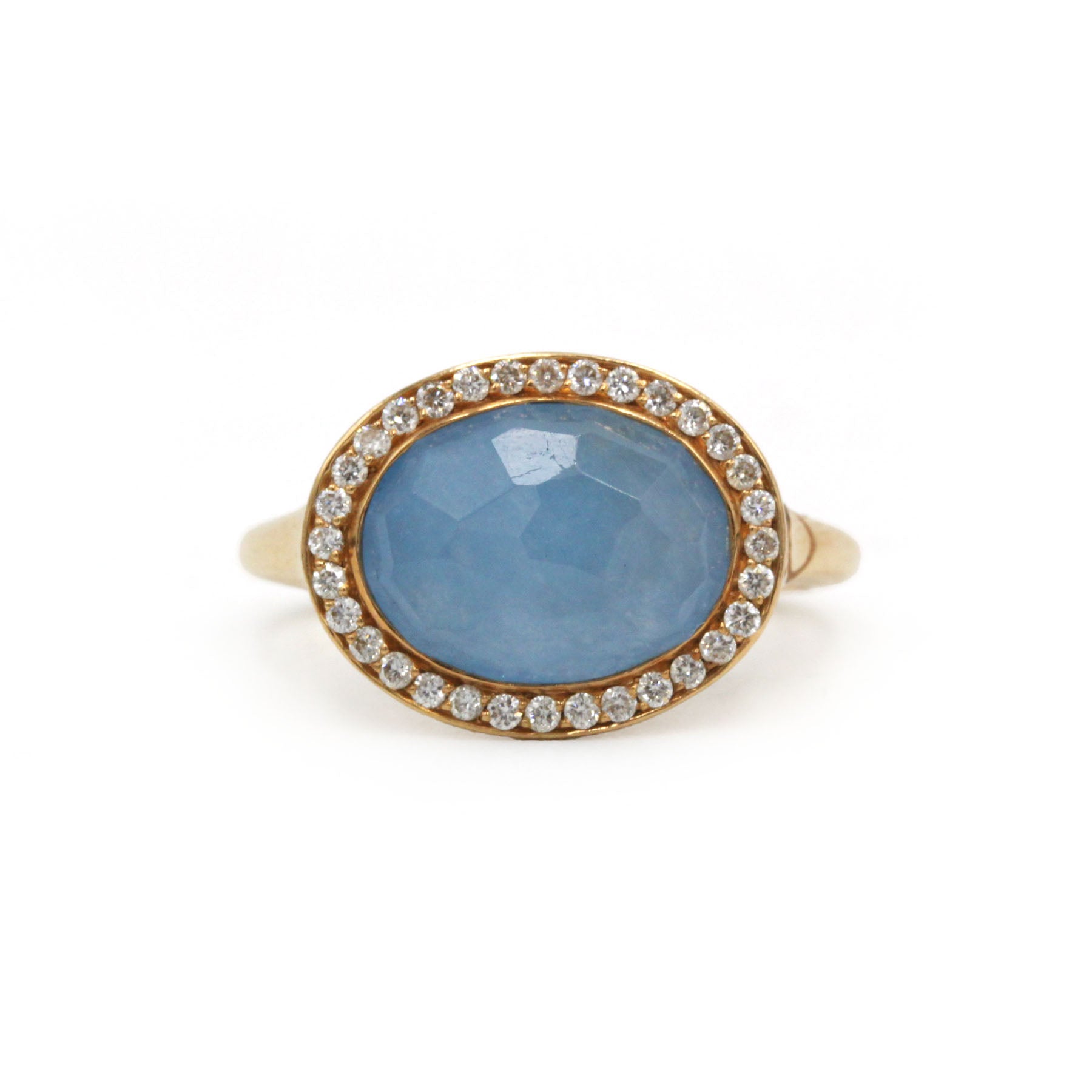 Bague en or jaune, diamants et jade jadéite