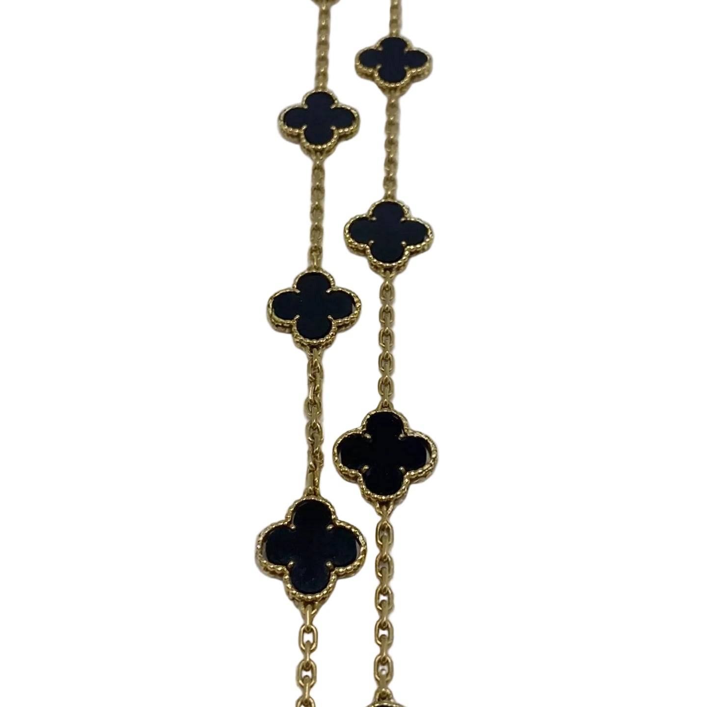 Collier Sautoir VAN CLEEF & ARPELS "Vintage Alhambra" en or jaune et onyx