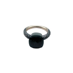 Bague POMELLATO "Nudo" en or rose, titane, obsidienne et diamants noirs