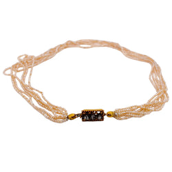 Collier Ras de Cou en or jaune, perles et diamants