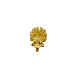 Broche Hérisson en or jaune et rubis