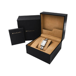 Montre BOUCHERON "Reflet" en acier, argent, cuir et diamants